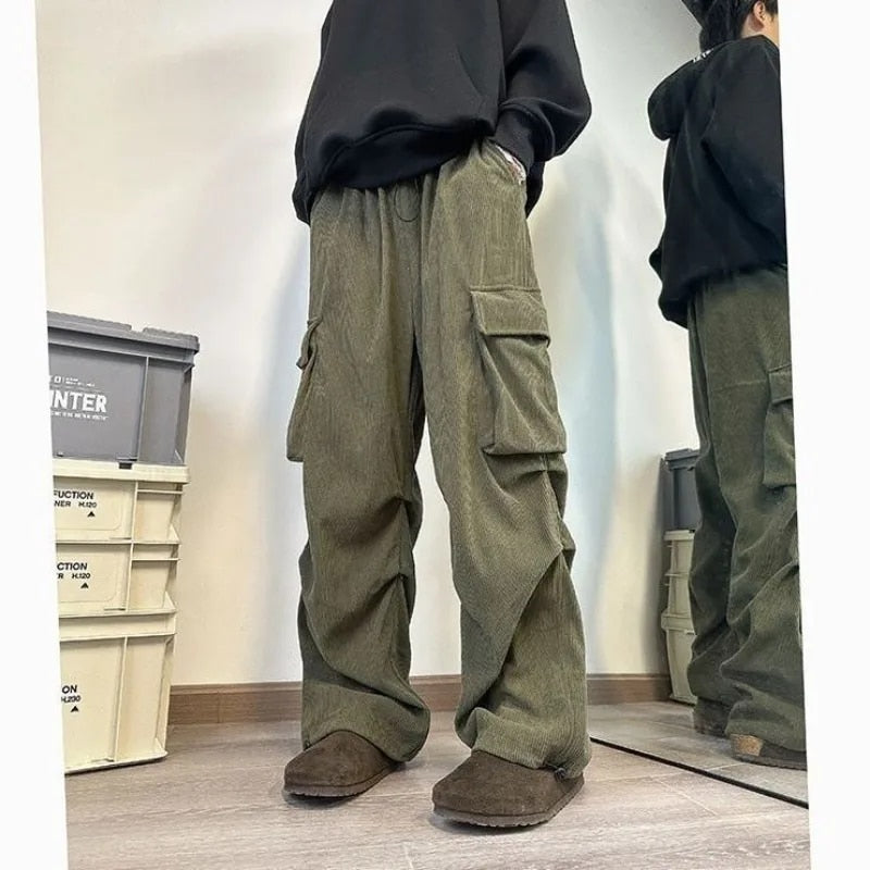 Alina | Calças Cargo de Corduroy Inspiradas no Estilo Harajuku