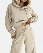Conjunto Feminino de Dois Peças: Moletom com Capuz e Calças Amplas