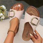 Margie | Sandálias de Cortiça Femininas | Design com Fivelas | Sola Premium | Construção Resistente