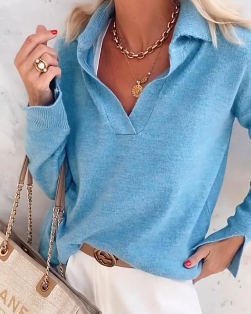 Casual Sweater with Collar