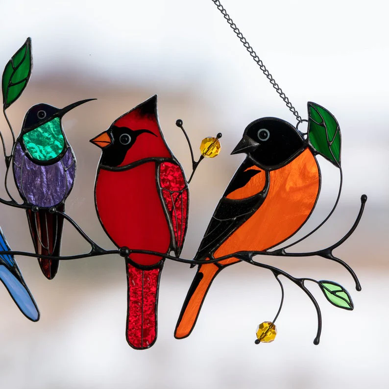 Decorações de Janela com Design de Pássaros