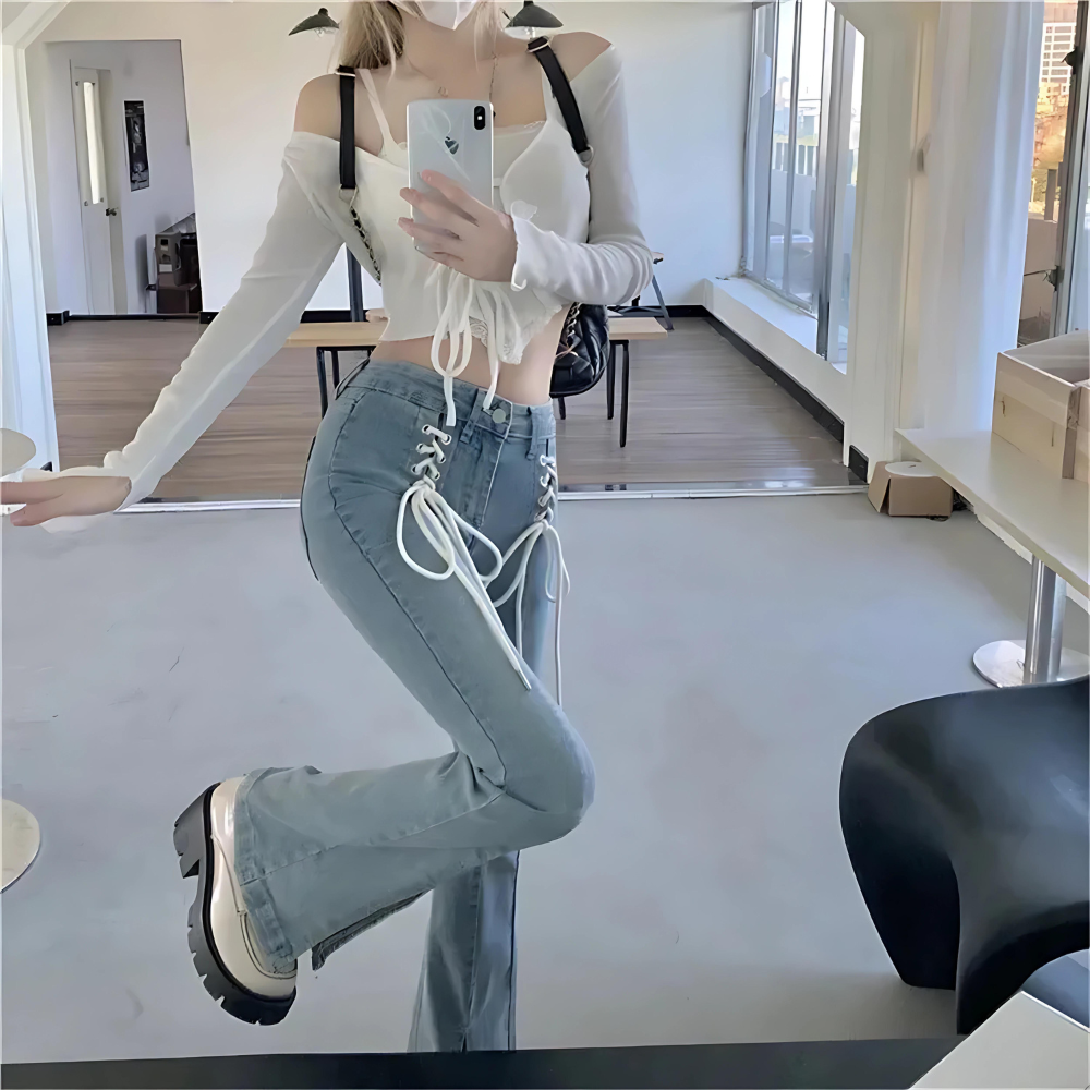 Jeans Charlotte de Cintura Alta e Corte Amplo