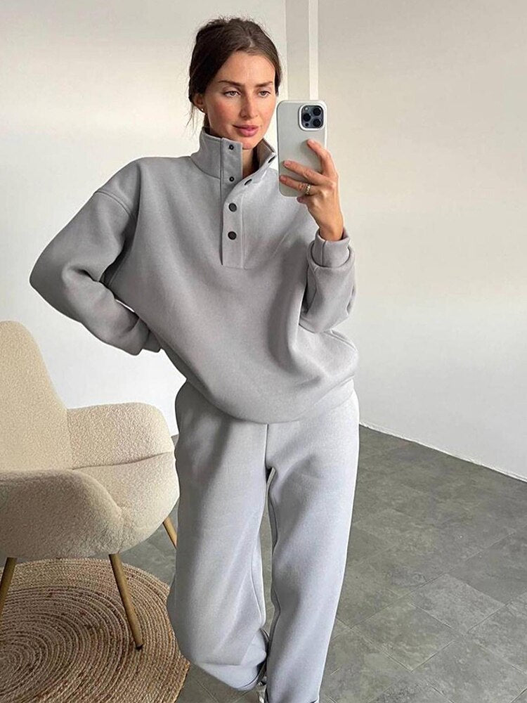 Conjunto de Treino Oversized em Fleece Super Confortável