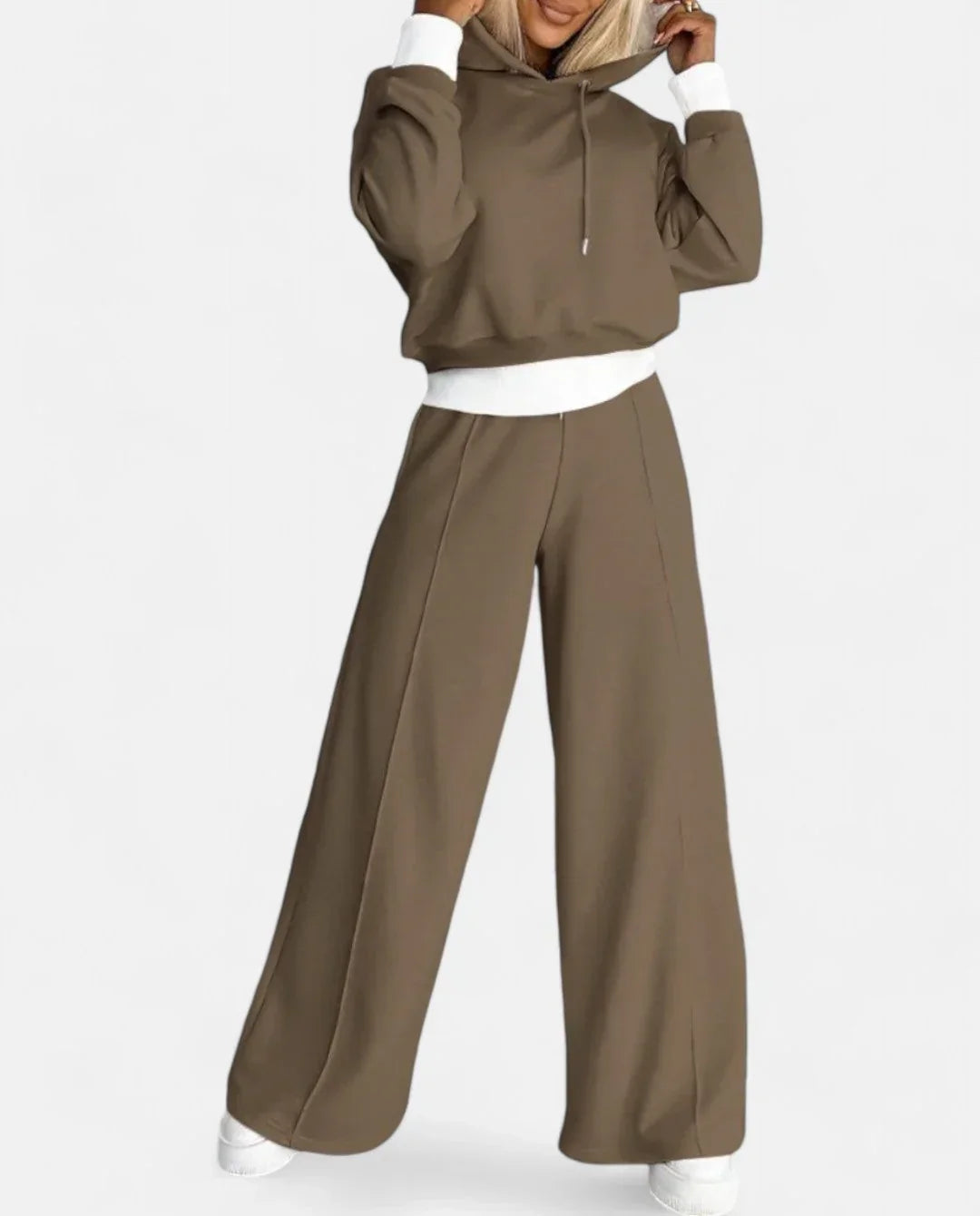 Conjunto Feminino de Dois Peças: Moletom com Capuz e Calças Amplas