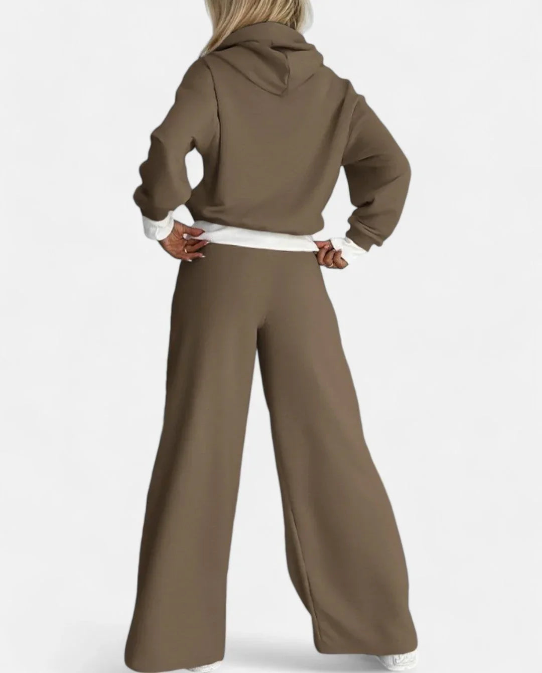 Conjunto Feminino de Dois Peças: Moletom com Capuz e Calças Amplas