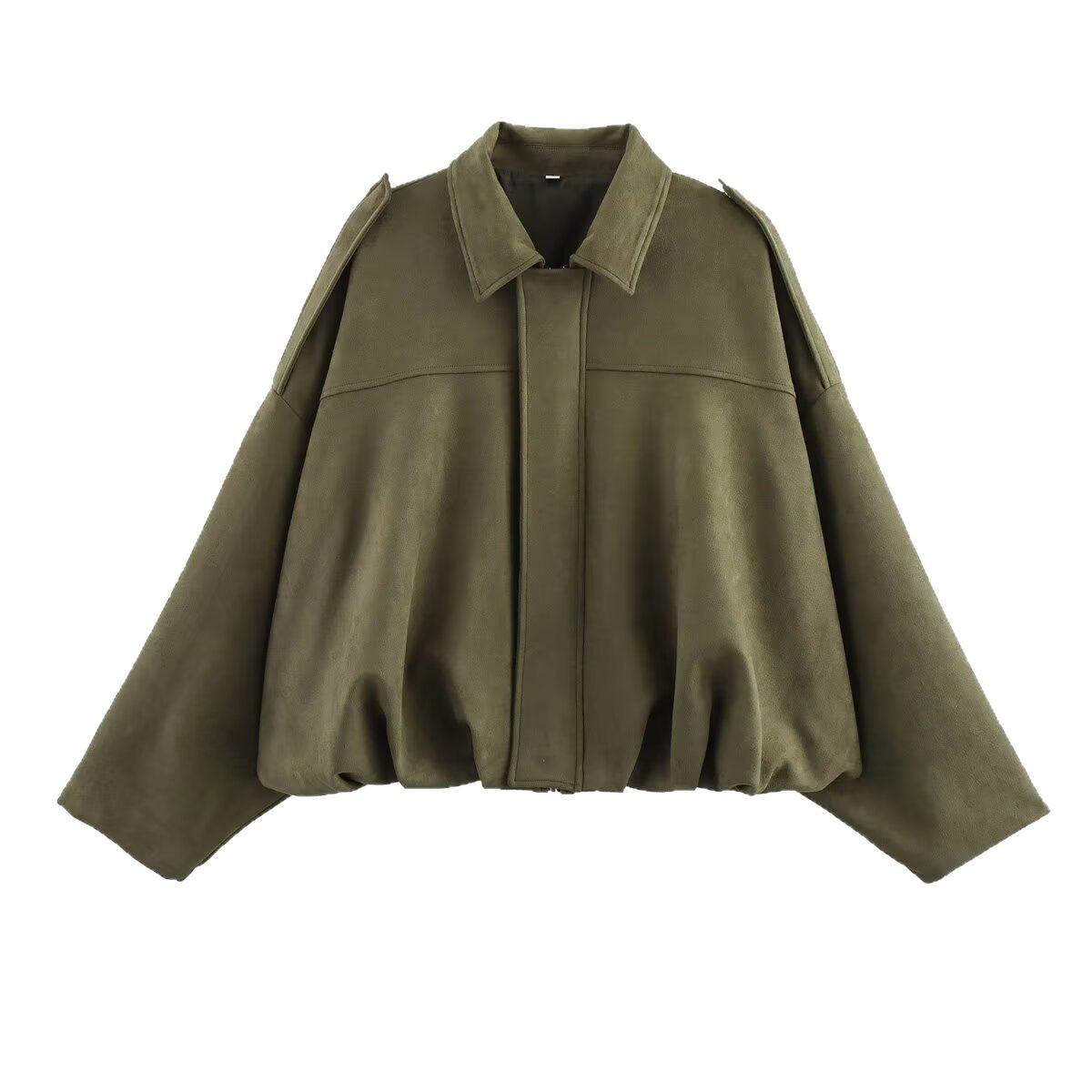 Casaco Bomber Feminino Oversized – Tecido Macio – Gola Reversa com Epaulettes