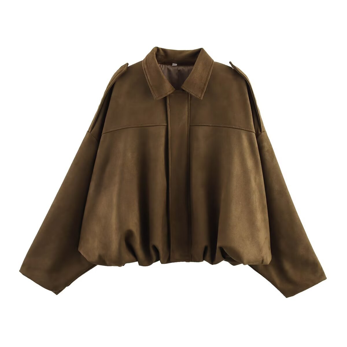 Casaco Bomber Feminino Oversized – Tecido Macio – Gola Reversa com Epaulettes