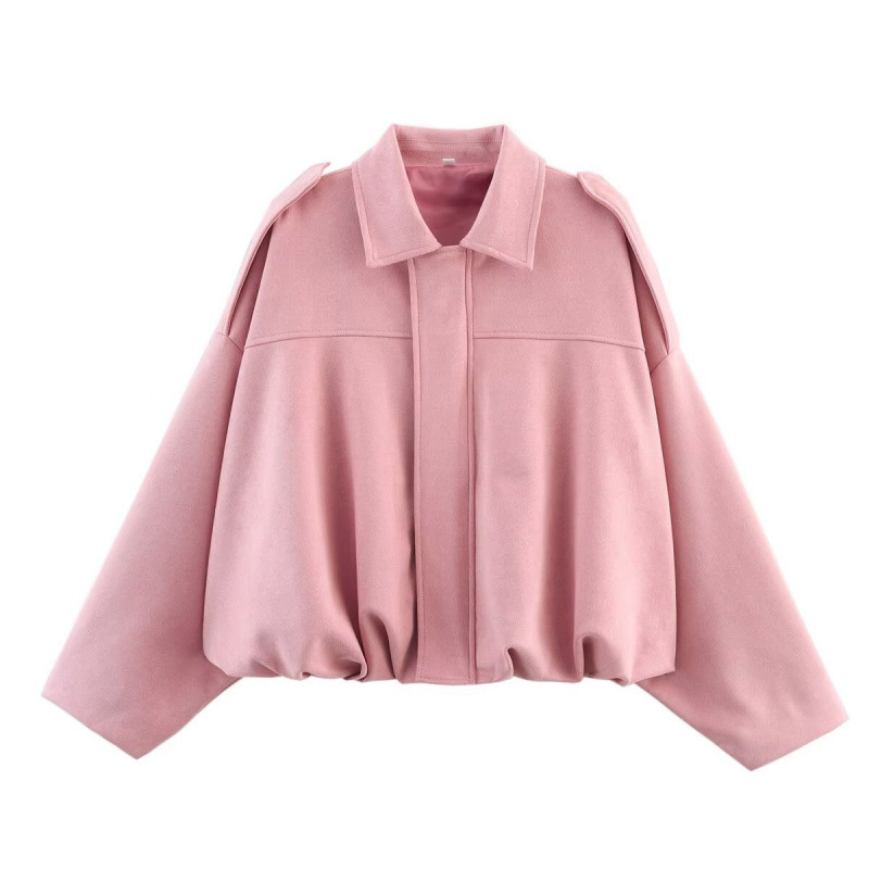 Casaco Bomber Feminino Oversized – Tecido Macio – Gola Reversa com Epaulettes