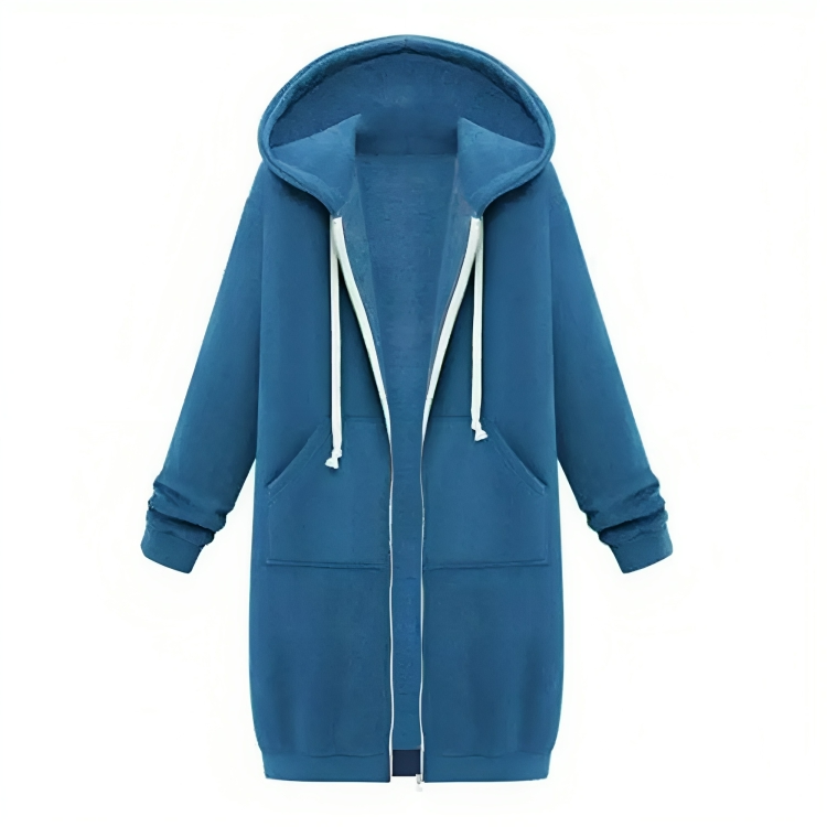 Vestido Midi Esportivo com Capuz e Bolsos com Zíper para Conforto Ideal