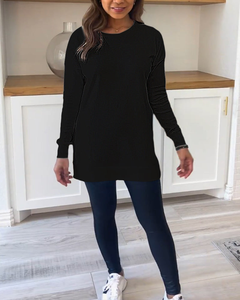 Clássica Sweatshirt de Manga Longa Lisa