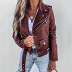 Jaqueta de Couro Estofada Chic Eva com Fecho