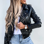 Jaqueta de Couro Estofada Chic Eva com Fecho