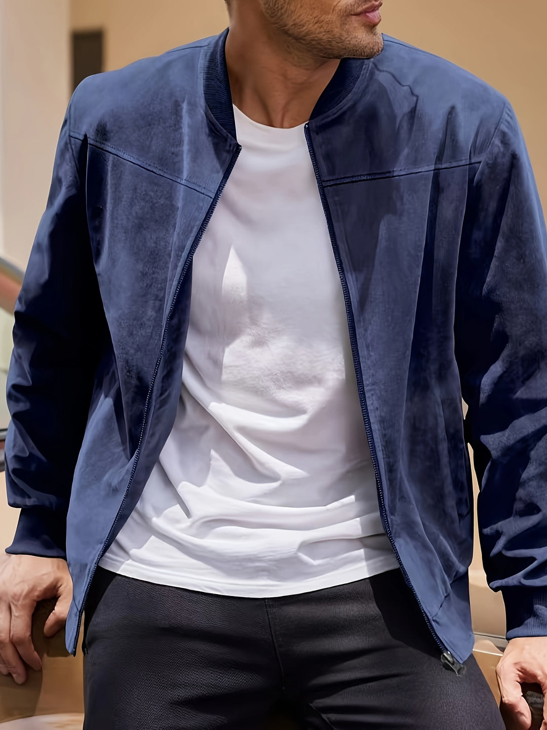 Casaco de Outono Masculino LOMO com Gola Redonda