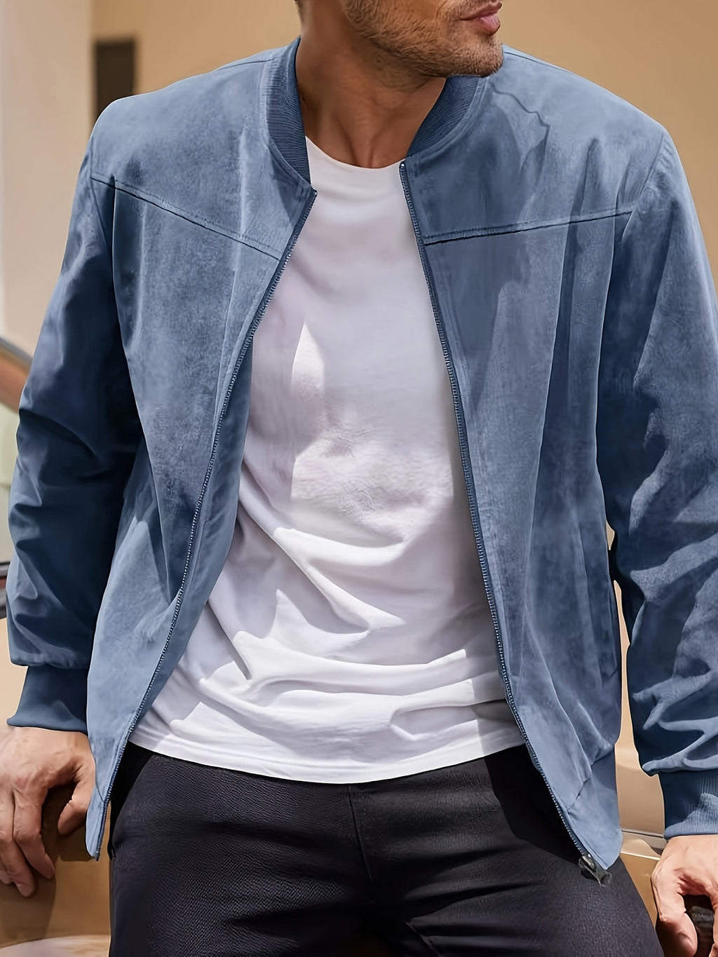 Casaco de Outono Masculino LOMO com Gola Redonda