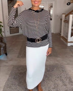 Listrado Pullover de Malha
