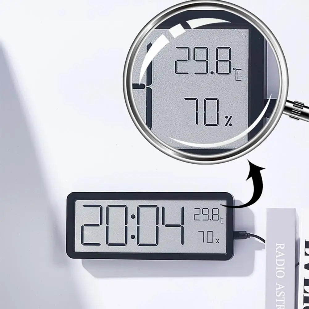 Relógio de Parede LED Moderno com Grande Display e Termômetro Integrado