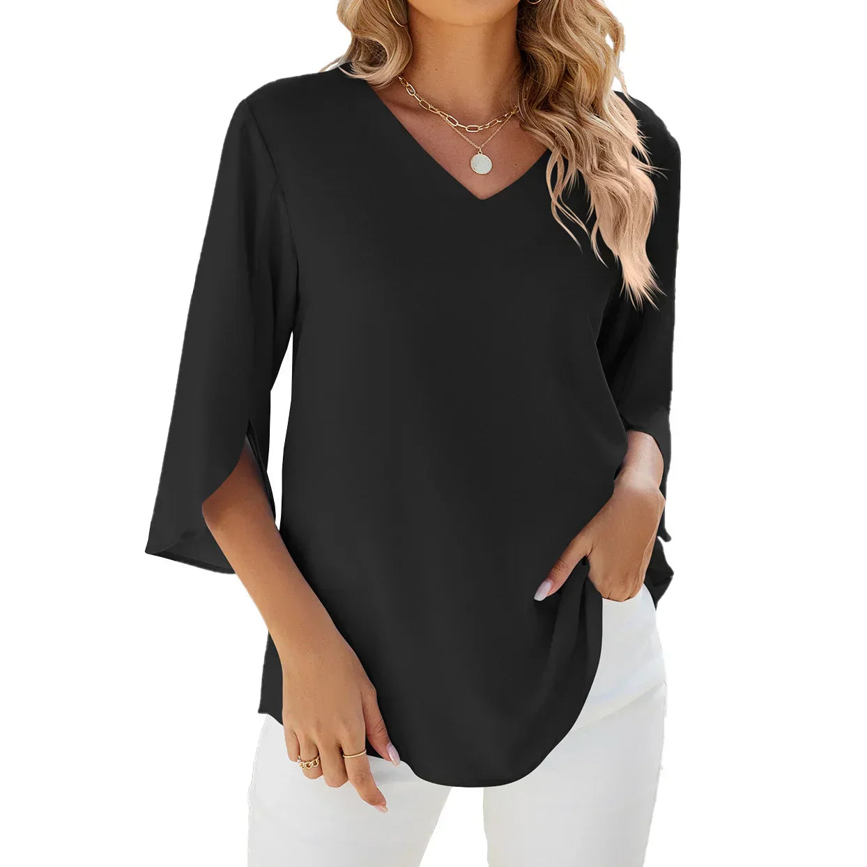 Blusa Feminina Moderna com Decote em V