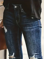 Jasmijn | Jeans Skinny Azul Desgastado com Toque Vintage