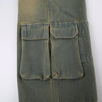 Jeanne | Calças Cargo Vintage Desgastadas para Mulheres
