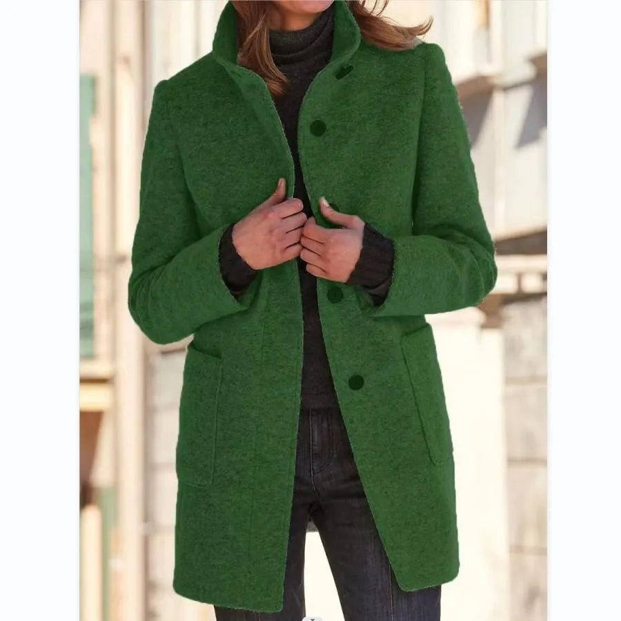 Elegante Casaco Longo de Lã para Mulheres
