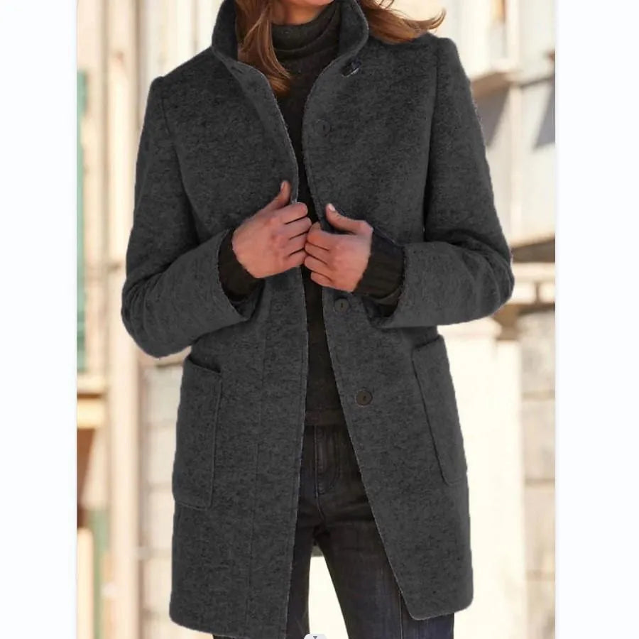 Elegante Casaco Longo de Lã para Mulheres