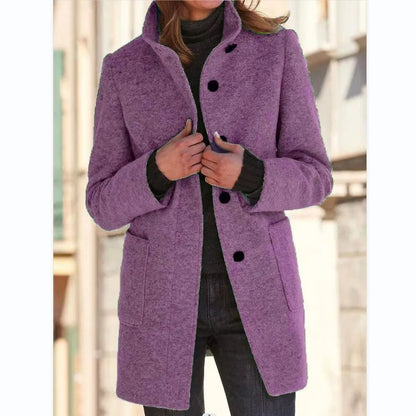 Elegante Casaco Longo de Lã para Mulheres