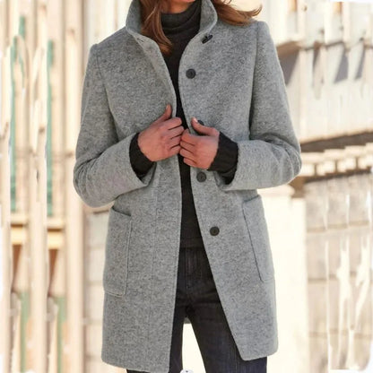 Elegante Casaco Longo de Lã para Mulheres