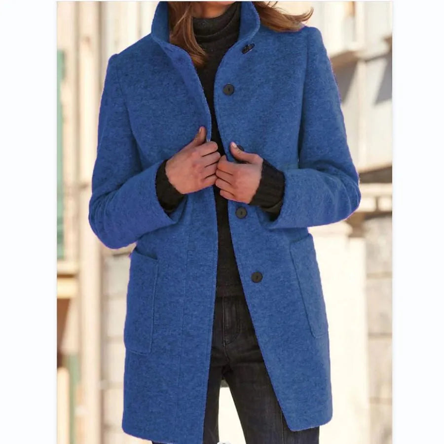 Elegante Casaco Longo de Lã para Mulheres