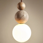 Moderna Luminária Pendente em Travertino e Mogno - Coleção NaturaLuxe
