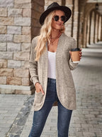 Lotte | Cardigan de Cor Sólida com Abertura Frontal e Bolsos