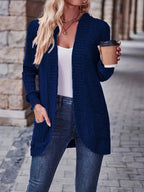 Lotte | Cardigan de Cor Sólida com Abertura Frontal e Bolsos