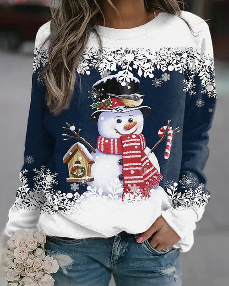 Suéter Natalino com Estampa de Boneco de Neve Colorido