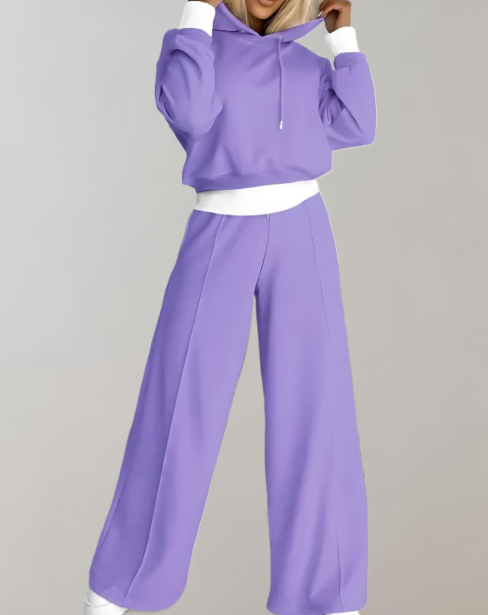 Conjunto Feminino de Dois Peças: Moletom com Capuz e Calças Amplas