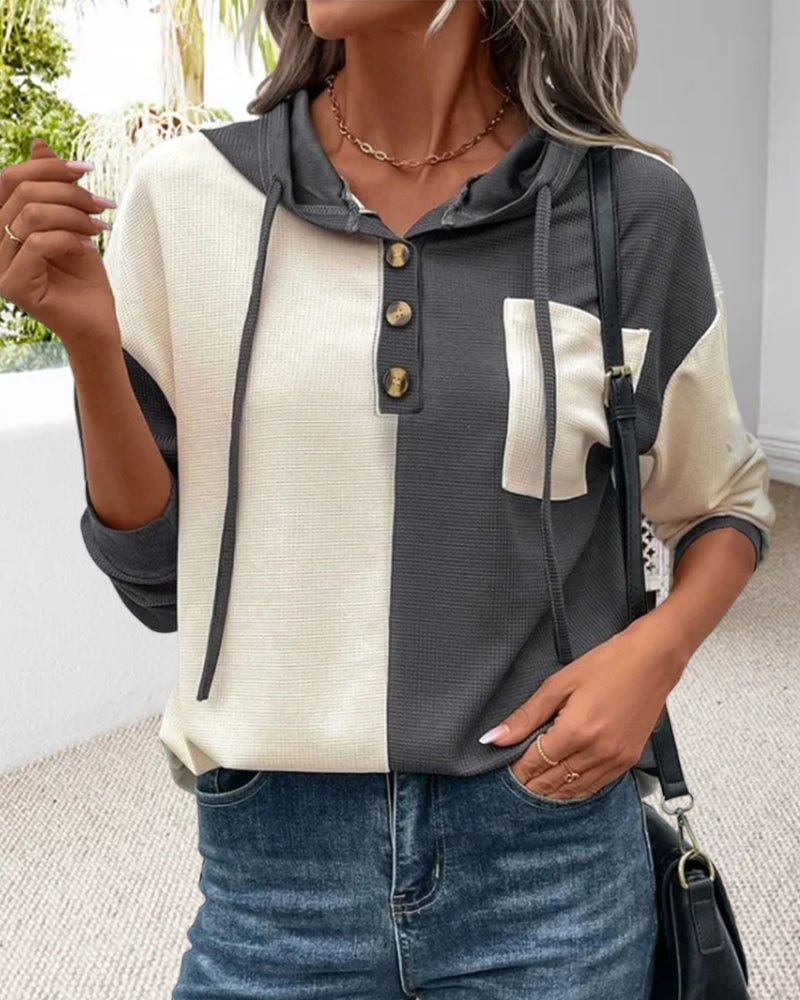 Moletom Casual com Design em Bloco de Cores