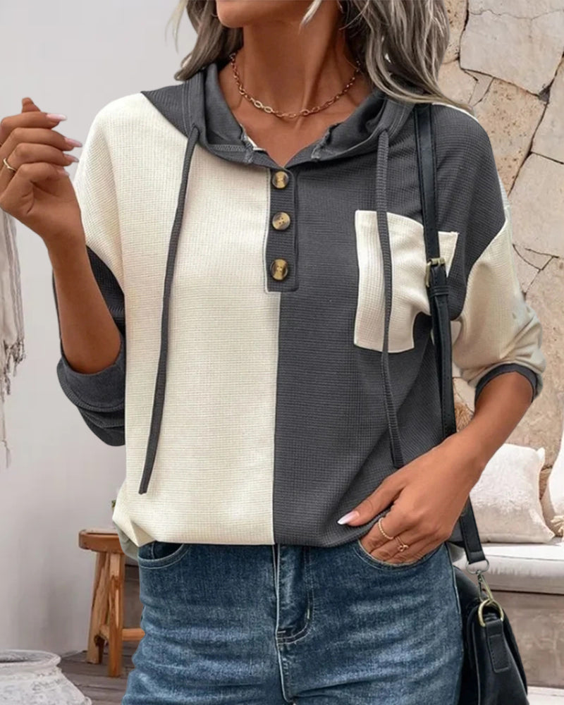 Moletom Casual com Design em Bloco de Cores
