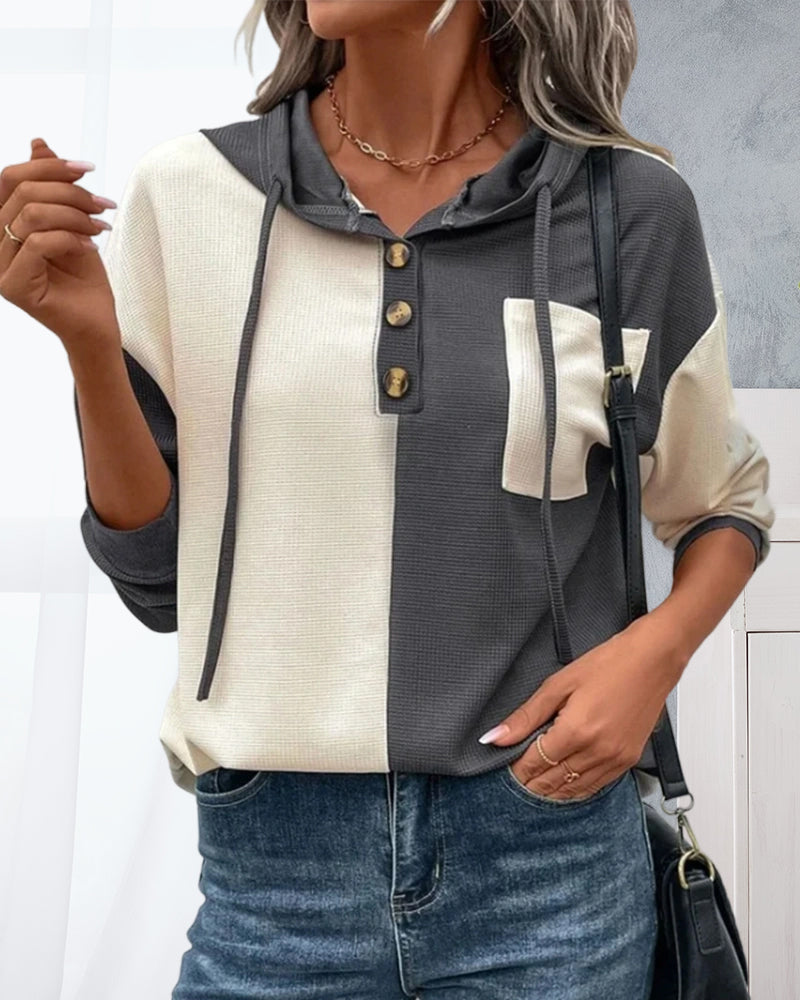 Moletom Casual com Design em Bloco de Cores