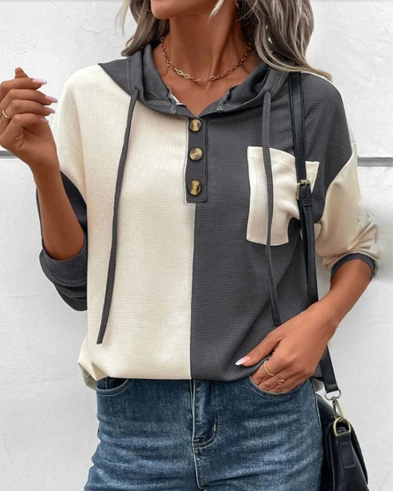 Moletom Casual com Design em Bloco de Cores