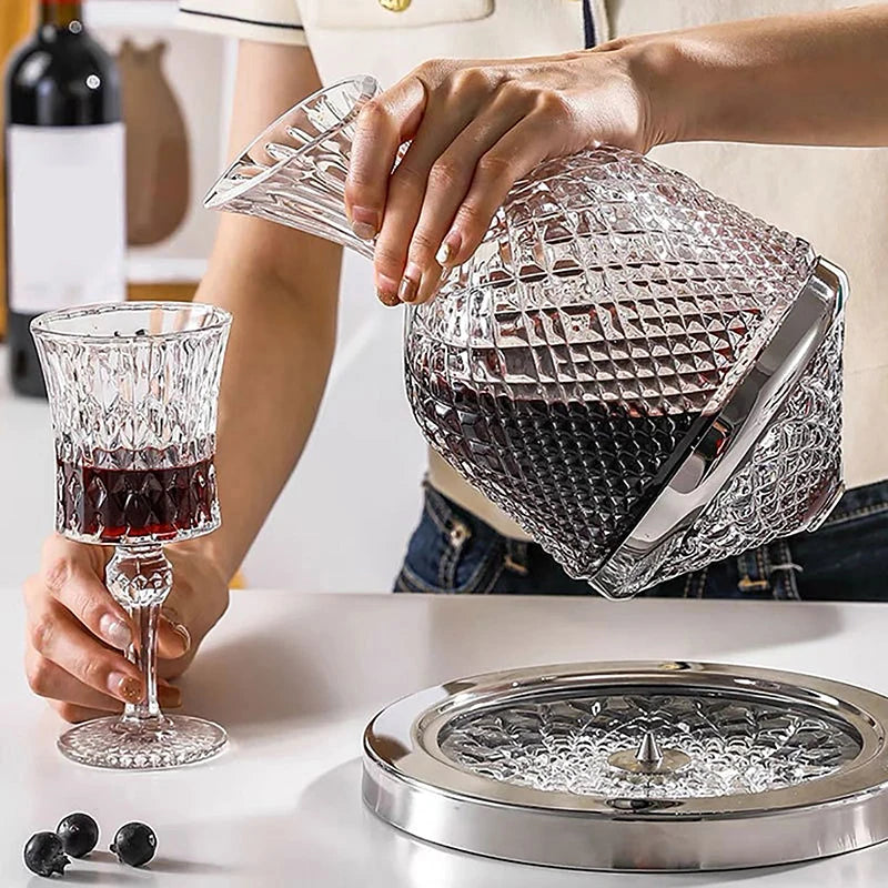 Elegante Decantador de Cristal con Diseño Rotativo