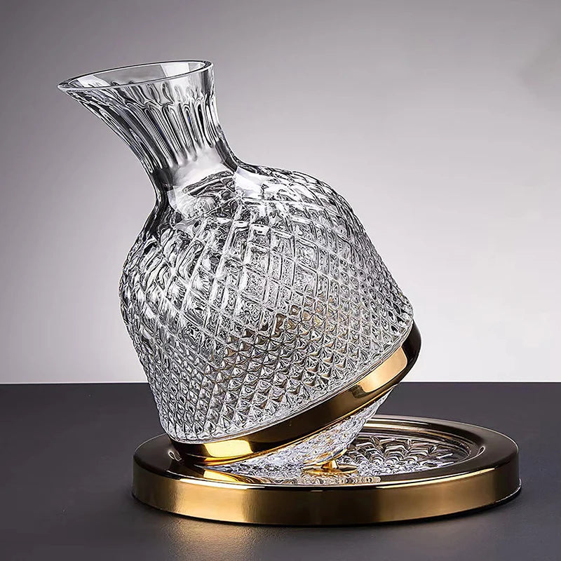 Elegante Decantador de Cristal con Diseño Rotativo