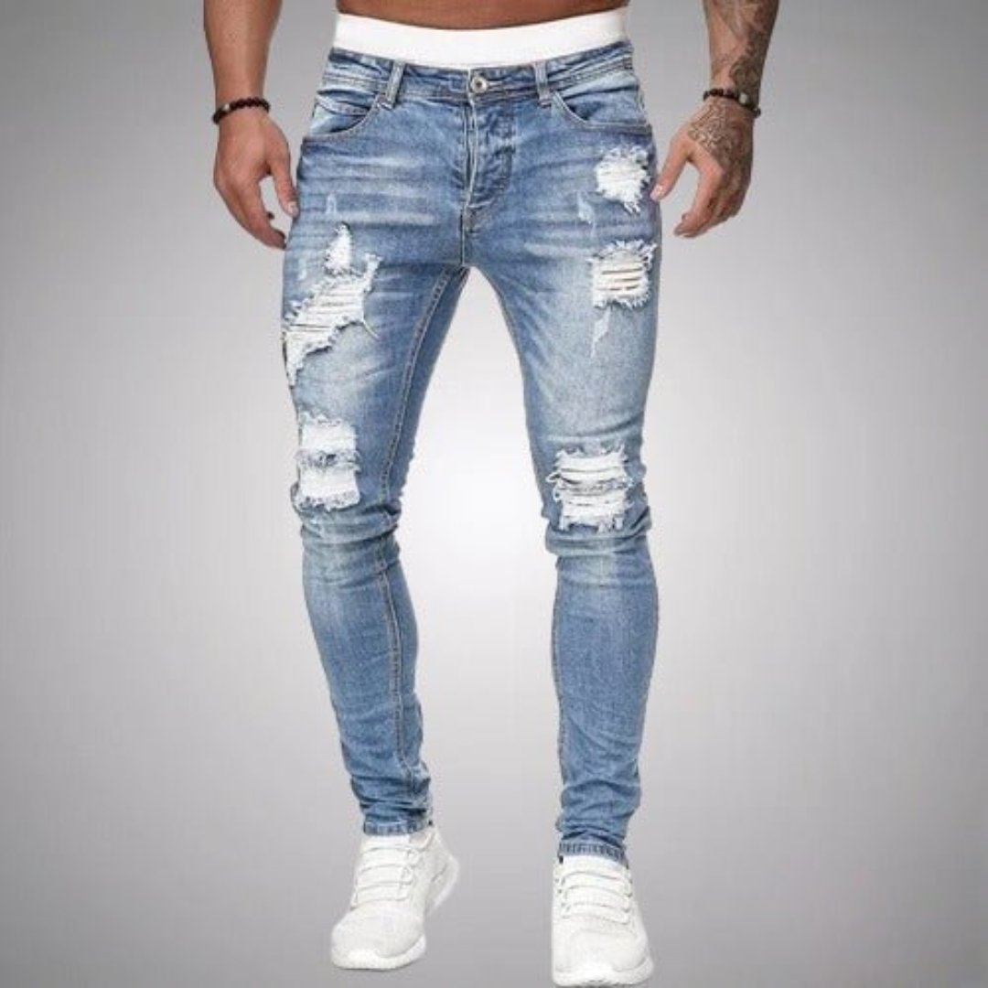 Larset | Jeans Rasgados Casuais Masculinos | Super Confortáveis