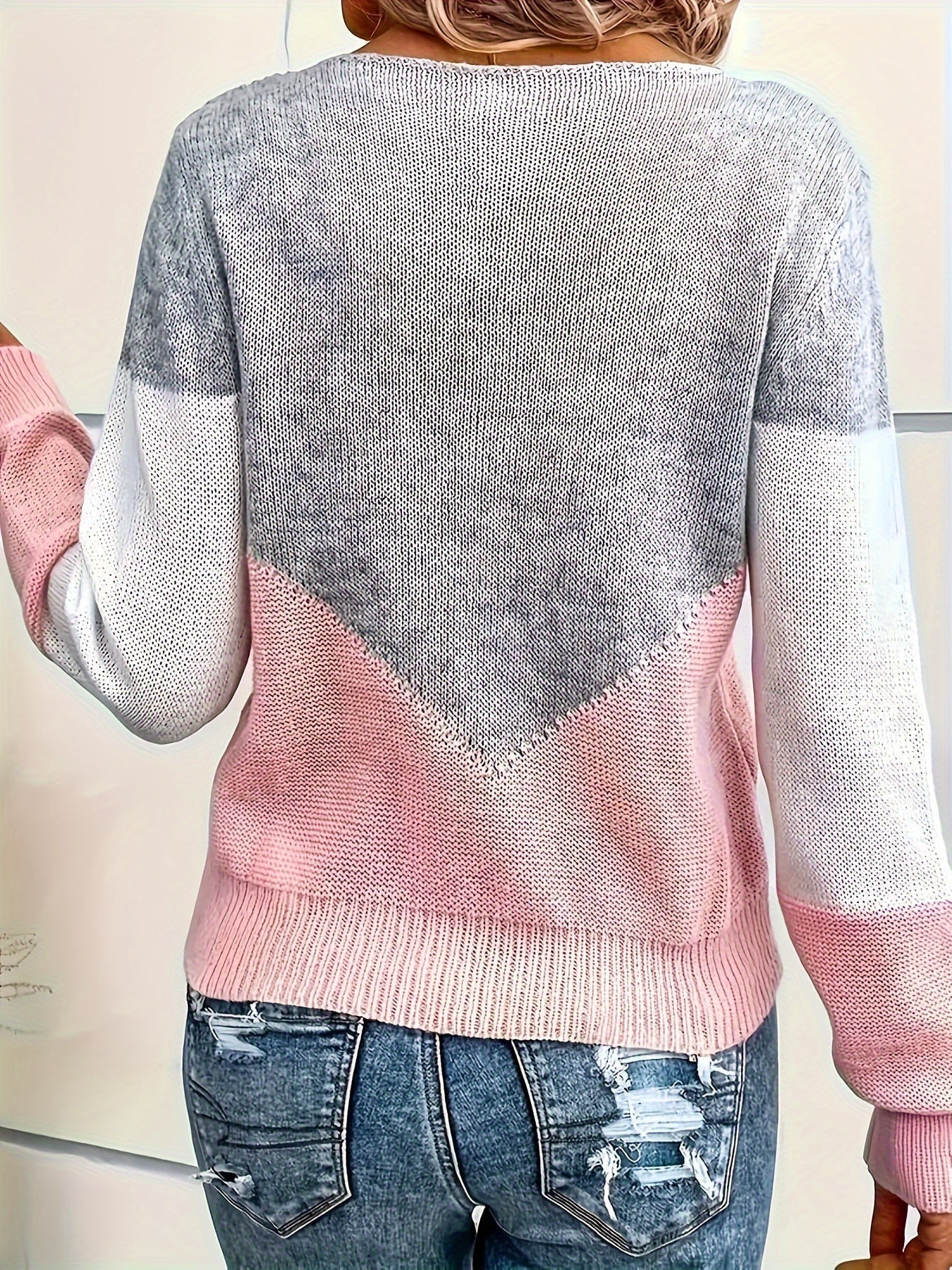 Sophie | Suéter Casual com Estampa de Blocos Coloridos e Mangas Longas