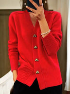 Kira - Cardigan de Tricô com Botões em Coração
