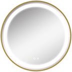 Espelho LED Circular para Casa de Banho com Display de Hora e Função de Memória