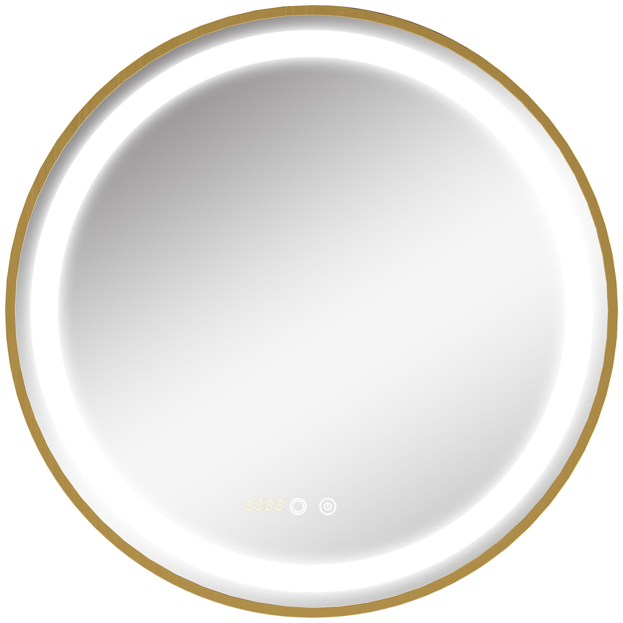 Espelho LED Circular para Casa de Banho com Display de Hora e Função de Memória