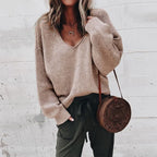 Suéter Oversized Feminino Plus Size com Decote V Profundo