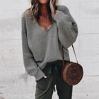 Suéter Oversized Feminino Plus Size com Decote V Profundo