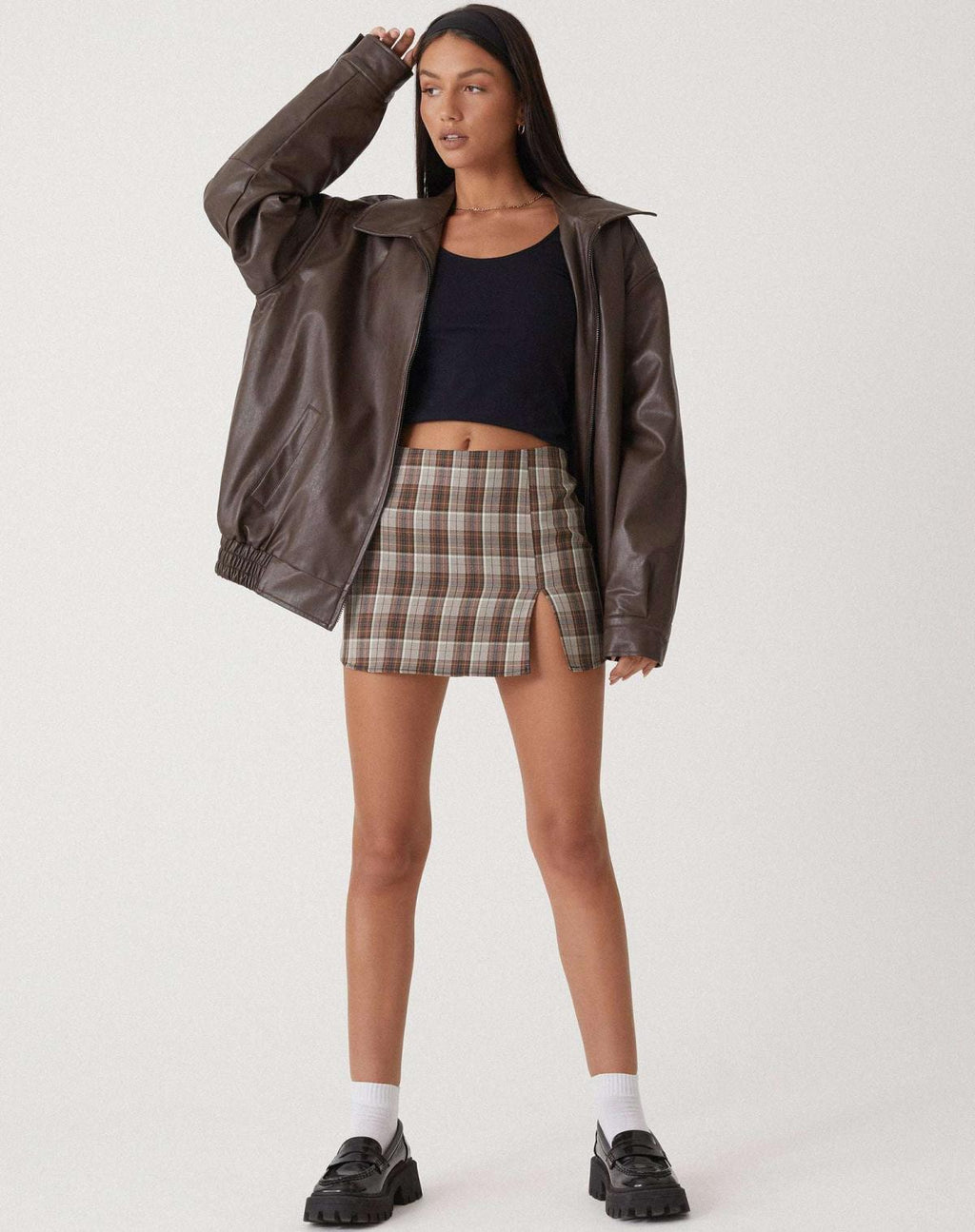 Casaco Oversized Leve de Couro Feminino