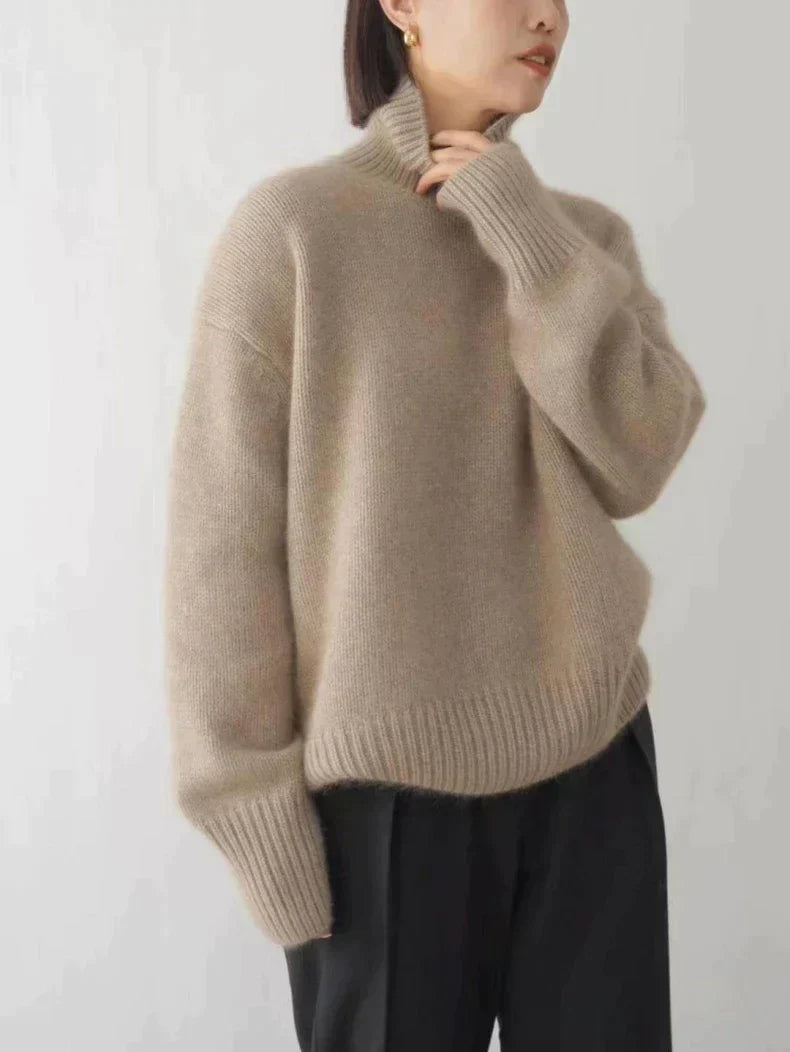 Suéteres Oversized de Gola Alta para Mulheres
